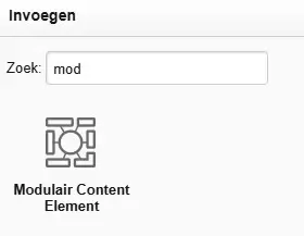 Afbeelding 3: Modulair Content Element opzoeken en selecteren