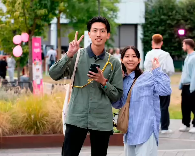 Students walking on campus