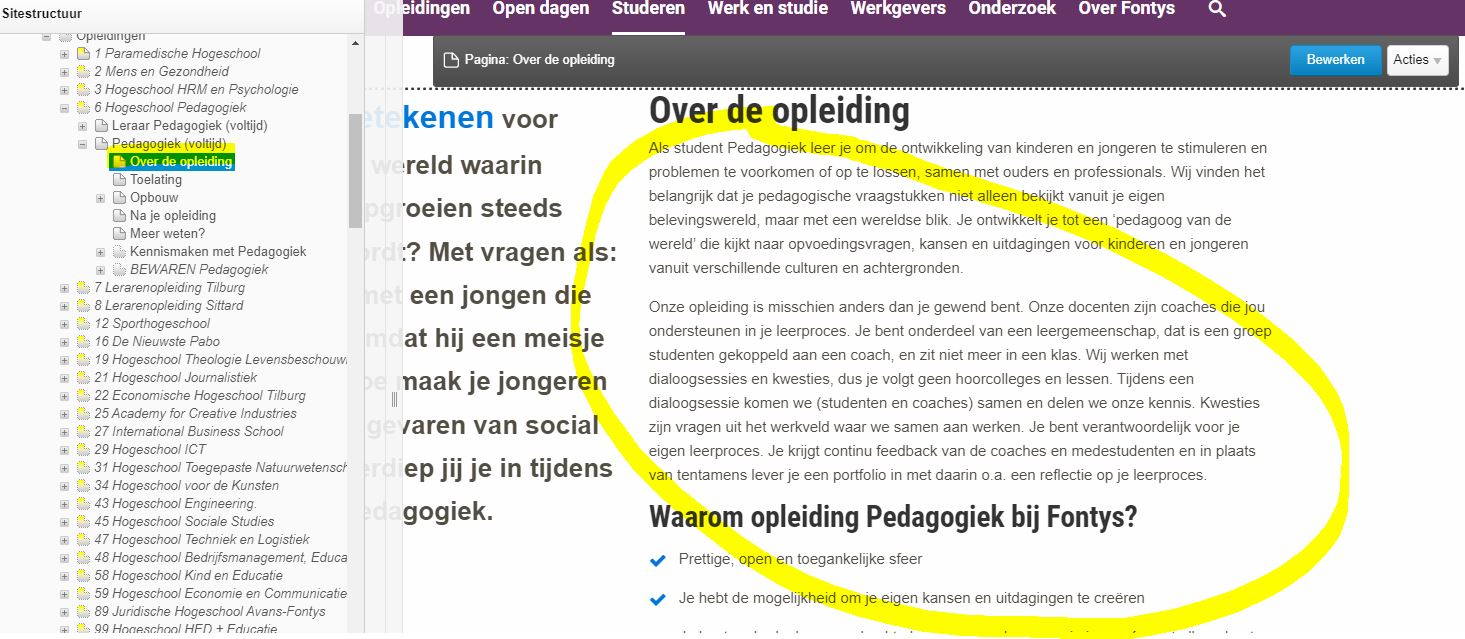 Voorbeeld van submenu Onepager