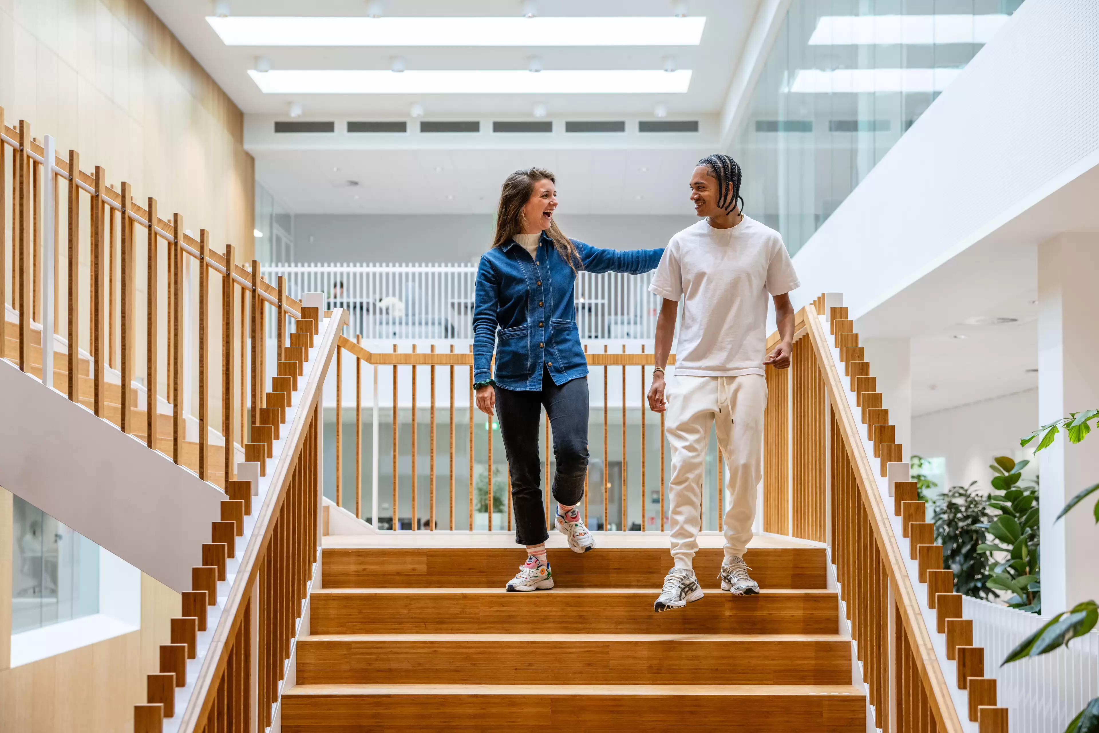 Teacher chatting with student