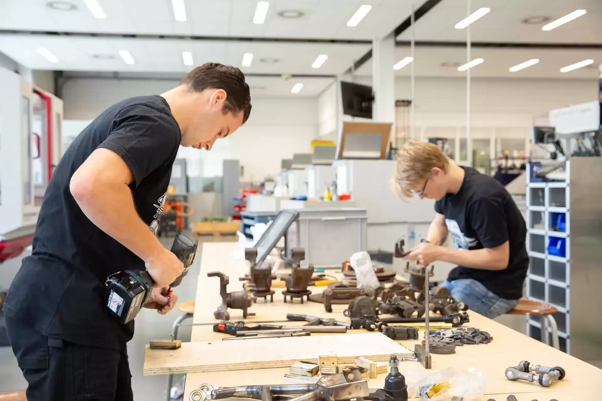 students working on a project in a lab