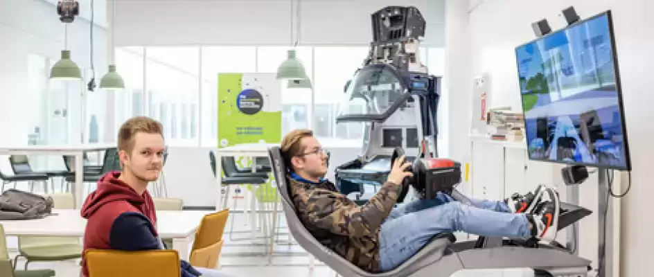 students working on a project in a lab