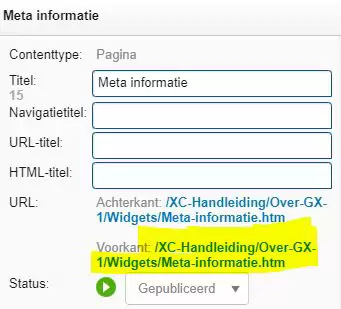 Voorbeeld van raadplegen bezoekerskant URL