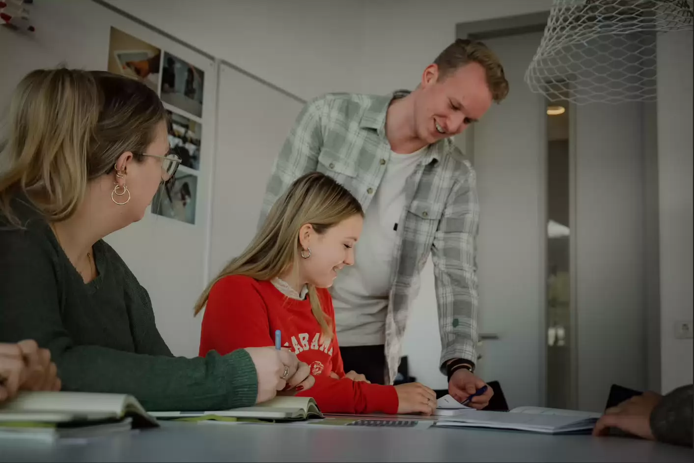 Student studying with help