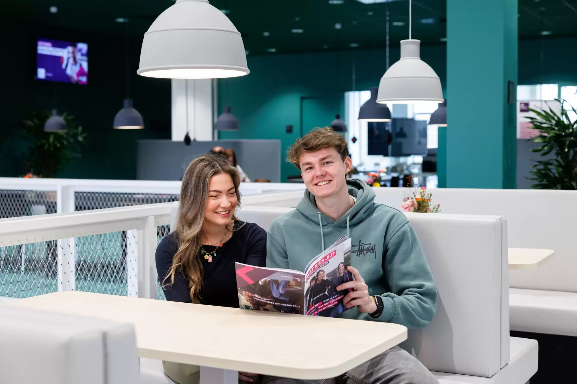 Two Fontys students laughing