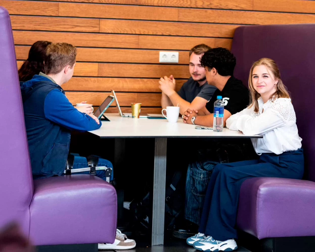 Student looking at camera