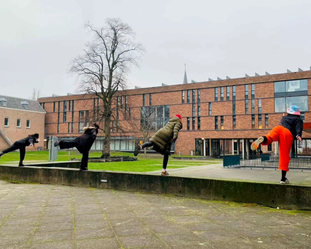 Students perform in public space in Tilburg